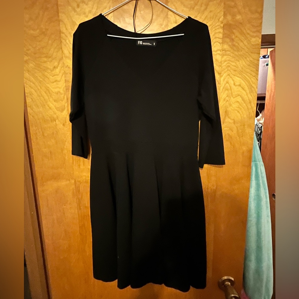 3/4 Sleeve Black Dress